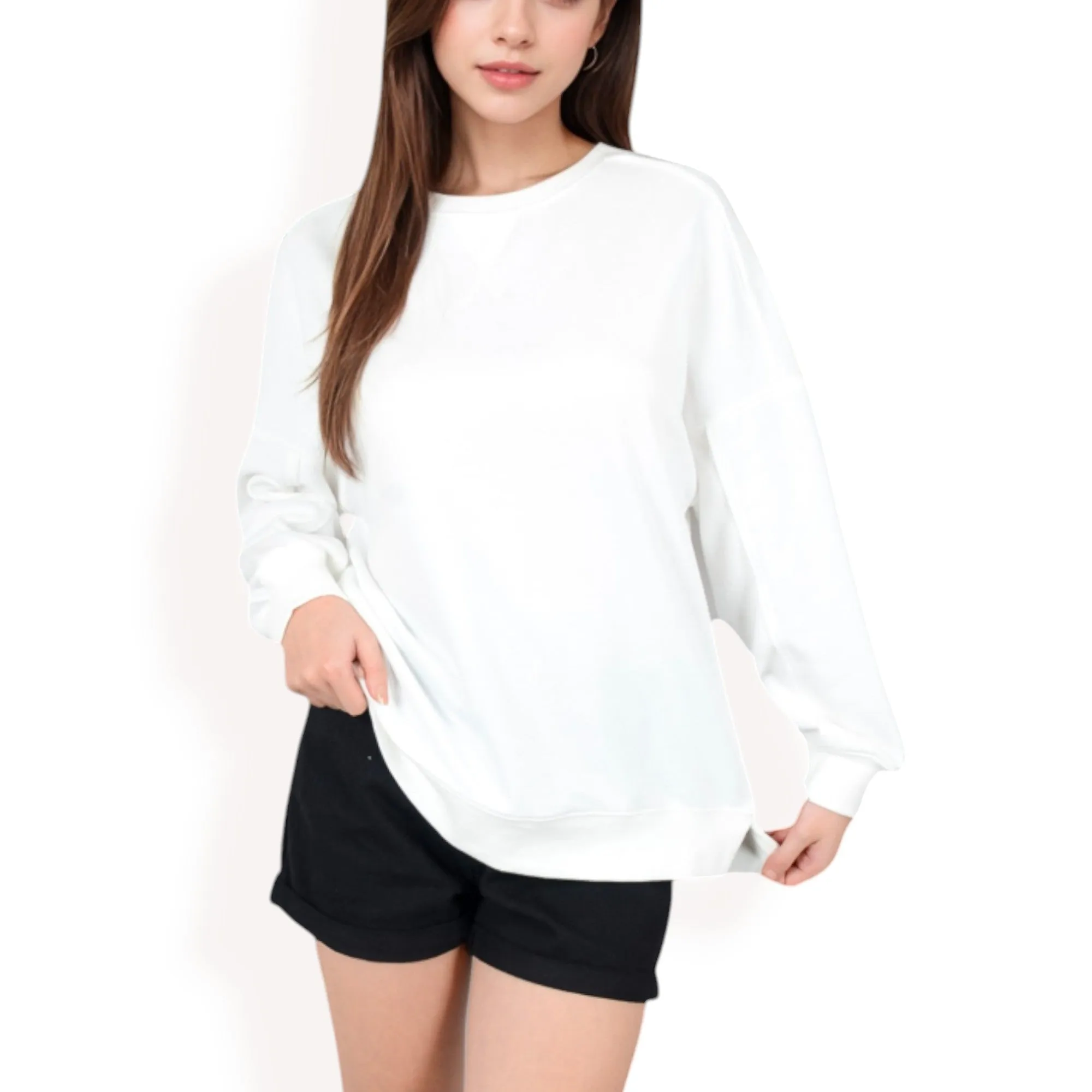 Anna-Kaci Women's Long Sleeve Oversized Crewneck Sweatshirt with Drop Shoulders