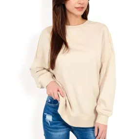 Anna-Kaci Women's Long Sleeve Oversized Crewneck Sweatshirt with Drop Shoulders