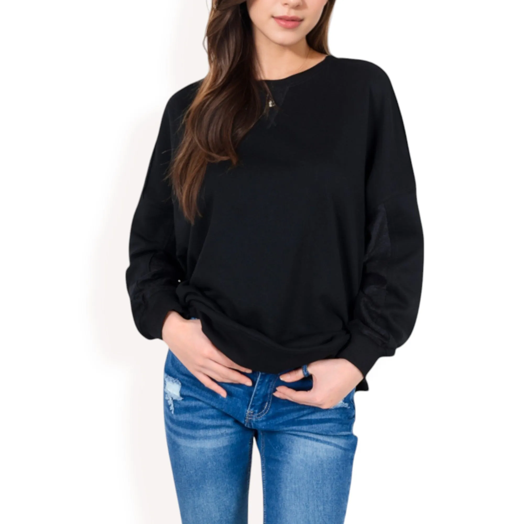 Anna-Kaci Women's Long Sleeve Oversized Crewneck Sweatshirt with Drop Shoulders