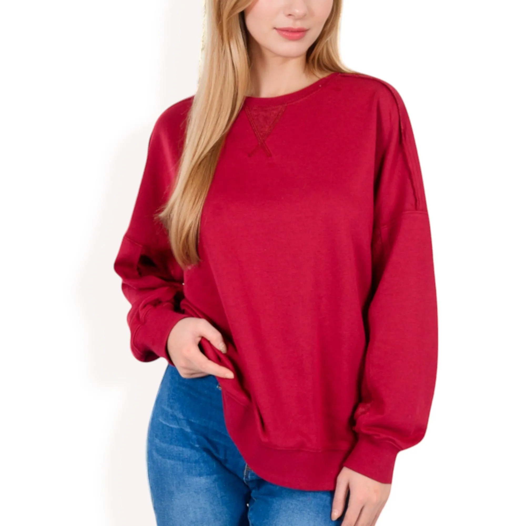 Anna-Kaci Women's Long Sleeve Oversized Crewneck Sweatshirt with Drop Shoulders