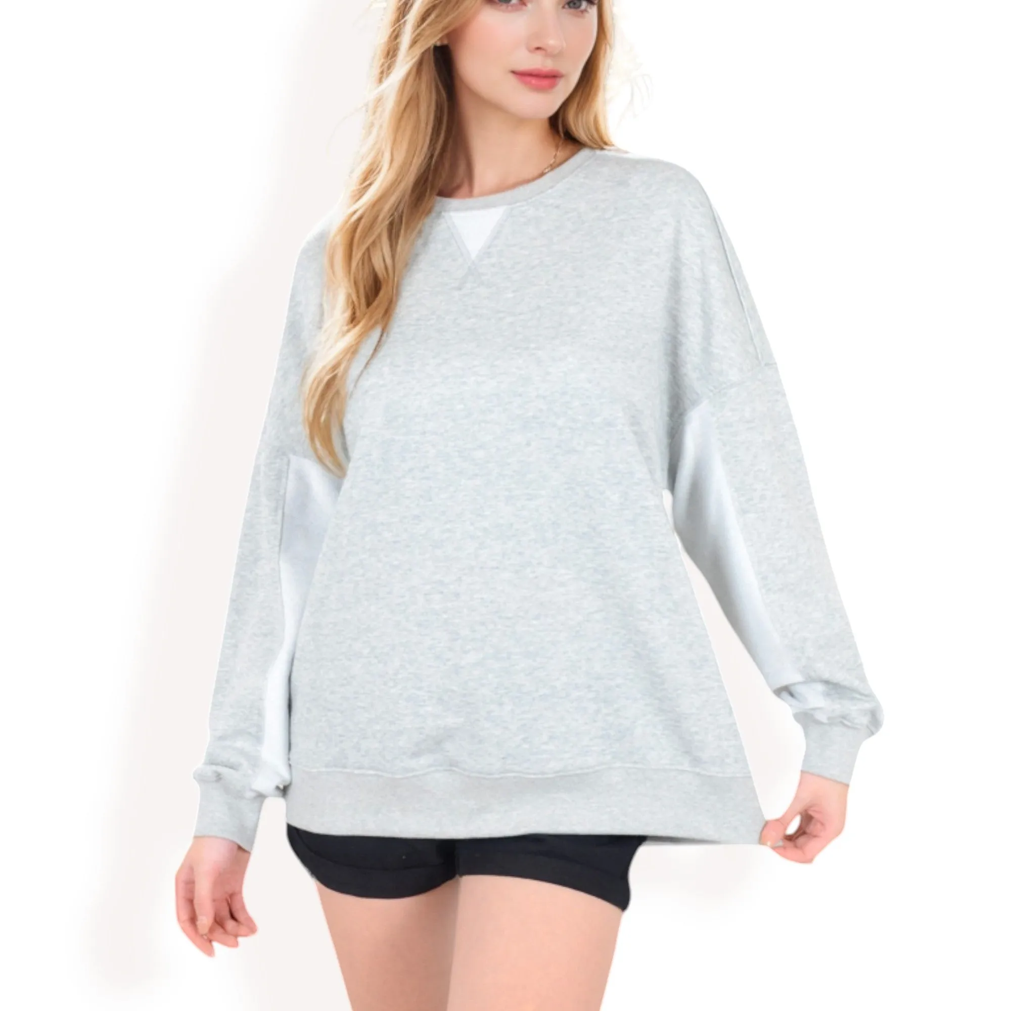 Anna-Kaci Women's Long Sleeve Oversized Crewneck Sweatshirt with Drop Shoulders