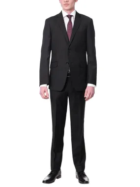 Avivi Collection 2 Button Slim Fit Wool Suit - Black