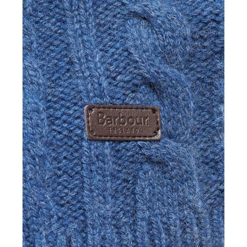 Barbour Chunky Mens Lambswool Mix Cable Crew Neck Jumper - Denim Marl