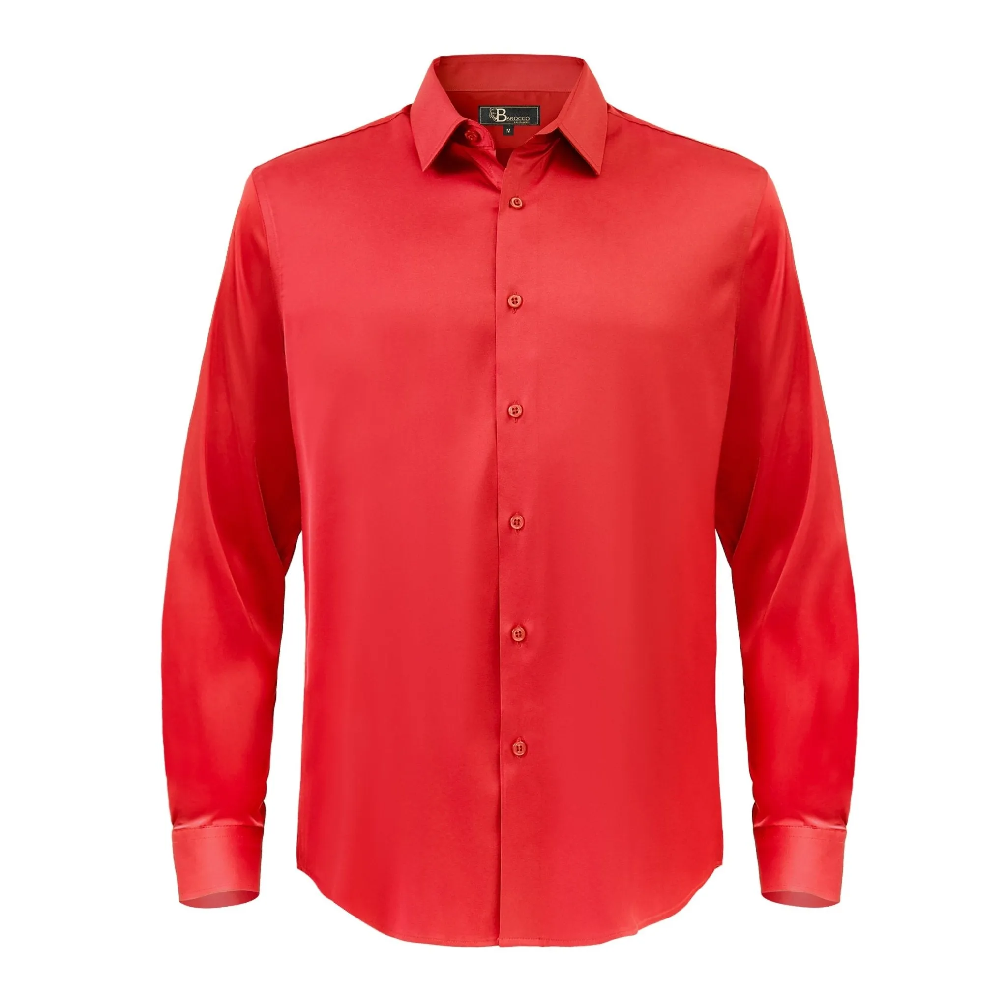 Barocco Luxe Satin Stretch Shirt RED