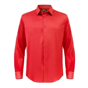 Barocco Luxe Satin Stretch Shirt RED