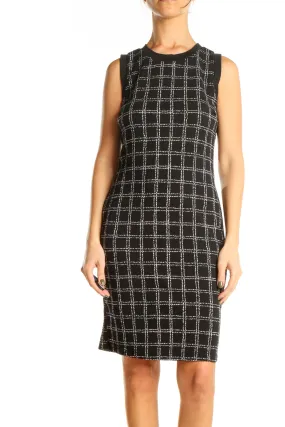 Black Checkered Classic Sheath Dress