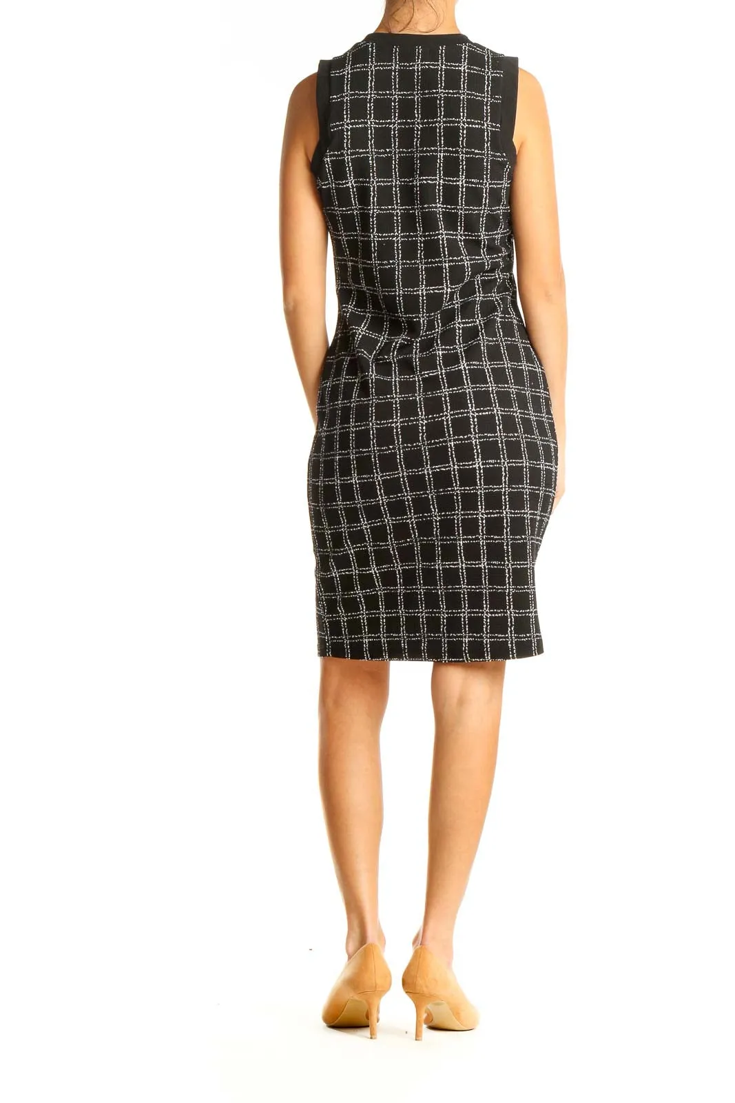 Black Checkered Classic Sheath Dress