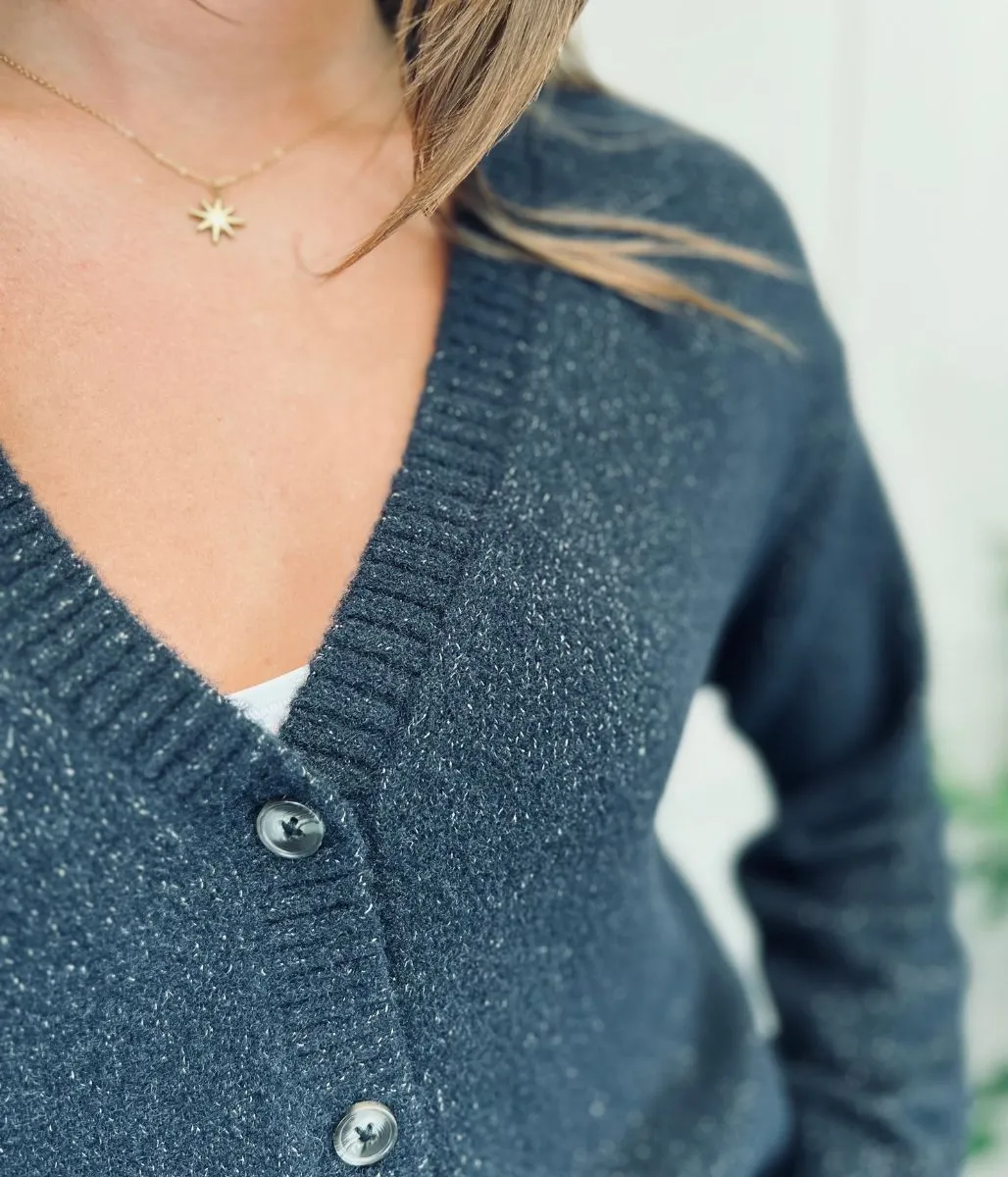 Black Super Soft Metallic Thread Cardigan