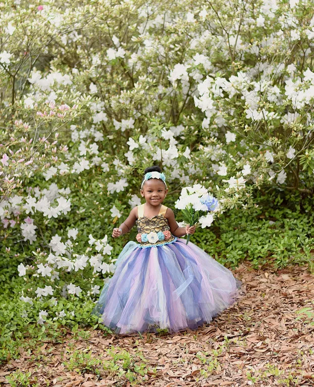 Blue Flower Girl Tutu Dress, Rustic Wedding Flower Girl Tutu Dress