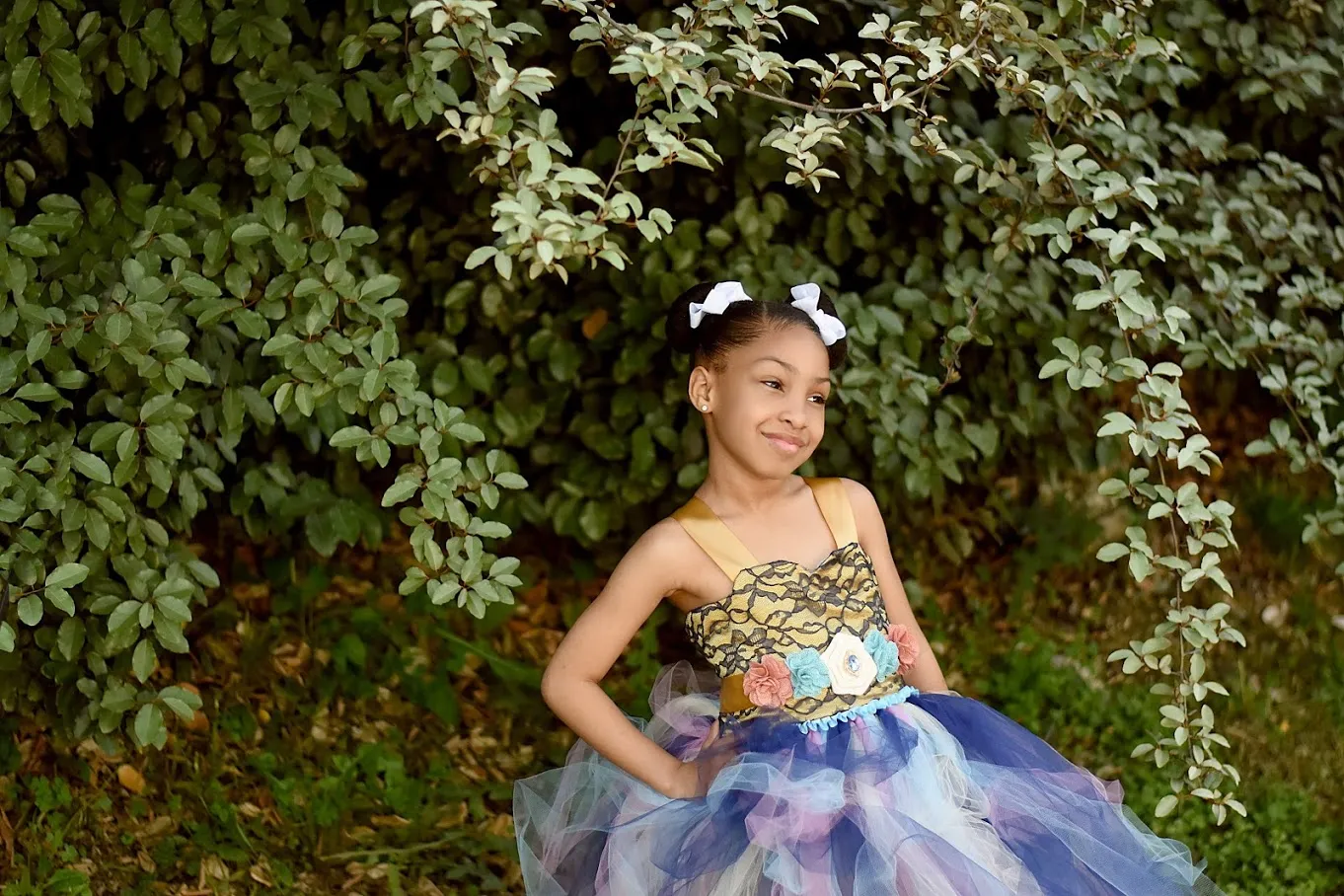 Blue Flower Girl Tutu Dress, Rustic Wedding Flower Girl Tutu Dress