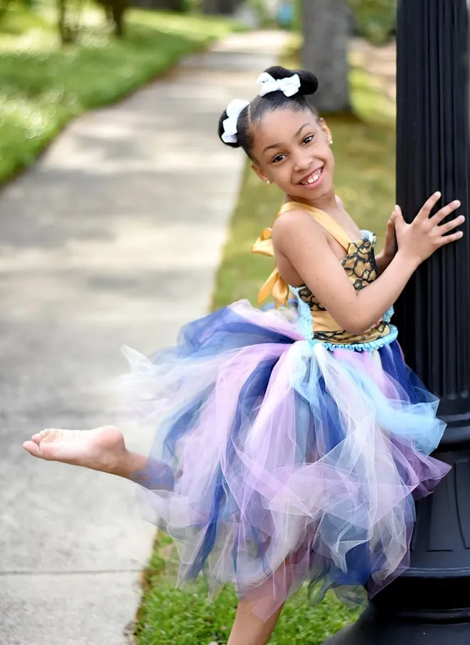 Blue Flower Girl Tutu Dress, Rustic Wedding Flower Girl Tutu Dress