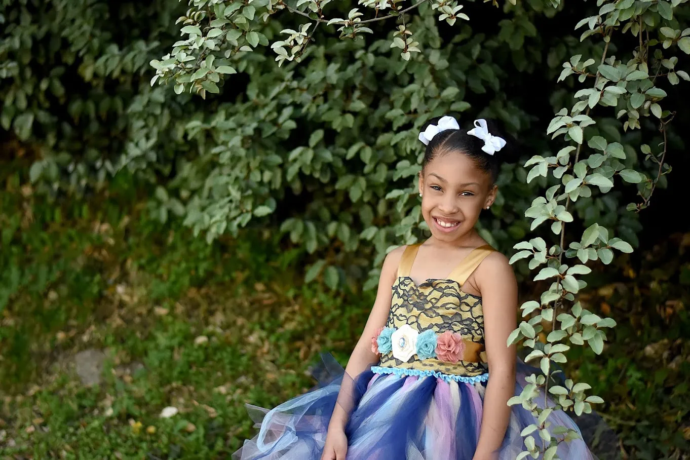 Blue Flower Girl Tutu Dress, Rustic Wedding Flower Girl Tutu Dress