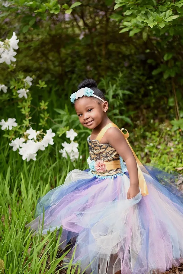 Blue Flower Girl Tutu Dress, Rustic Wedding Flower Girl Tutu Dress