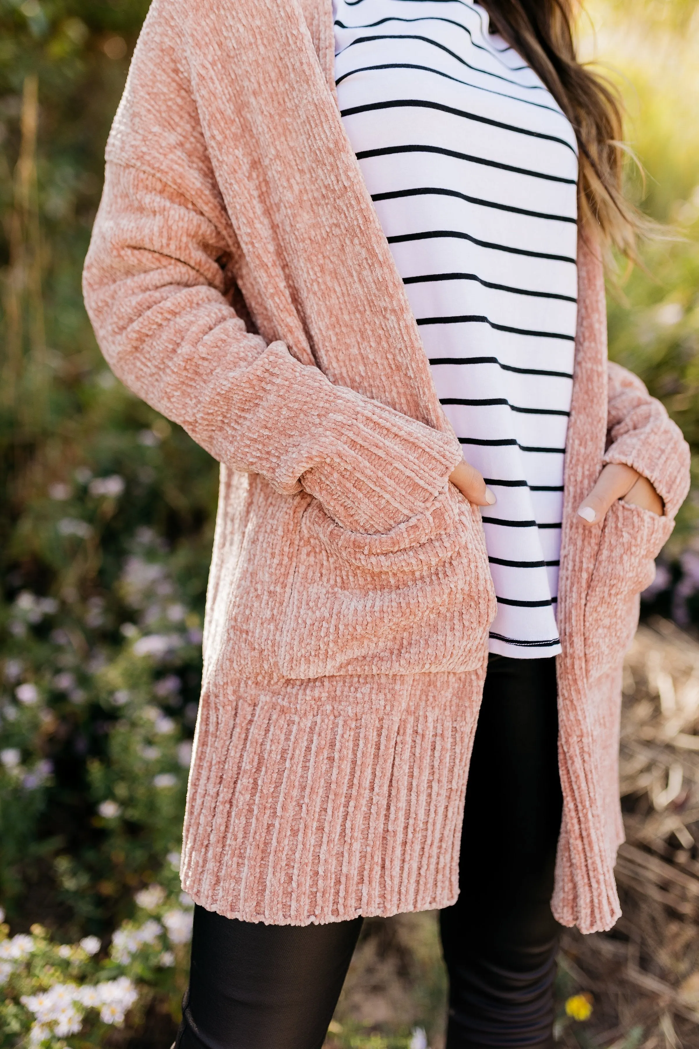 Blushing Beauty Chenille Cardigan - ALL SALES FINAL