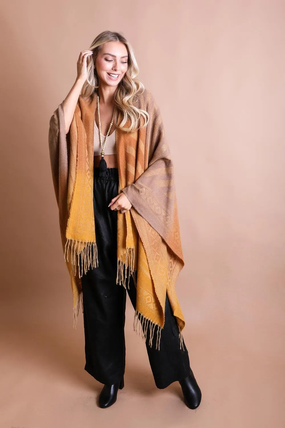 Bohemian Style Color Blend Tassel Serape