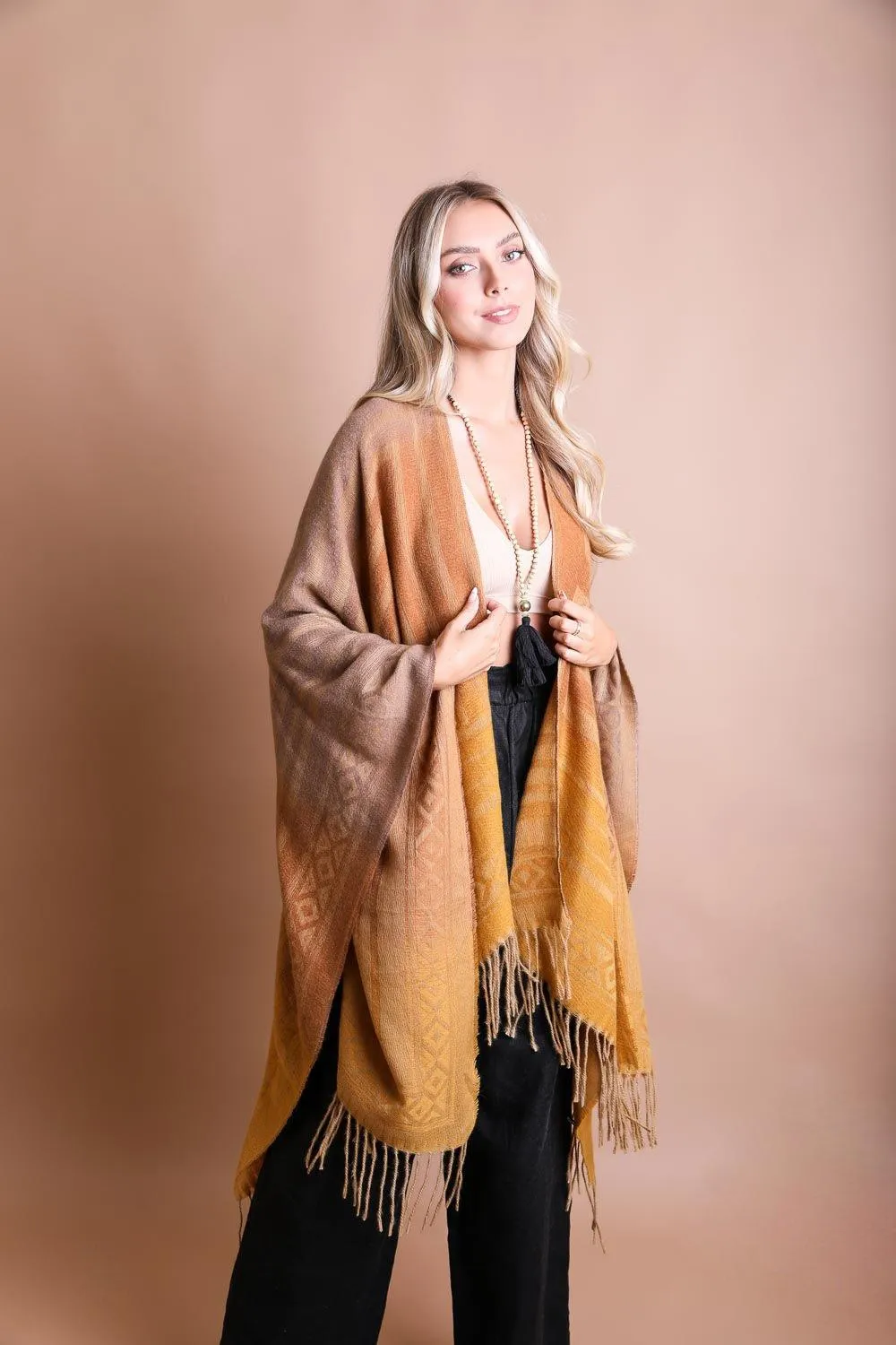 Bohemian Style Color Blend Tassel Serape