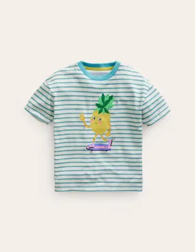 Boucle Relaxed T-shirt-Ivory/ Aqua Sea Pineapple