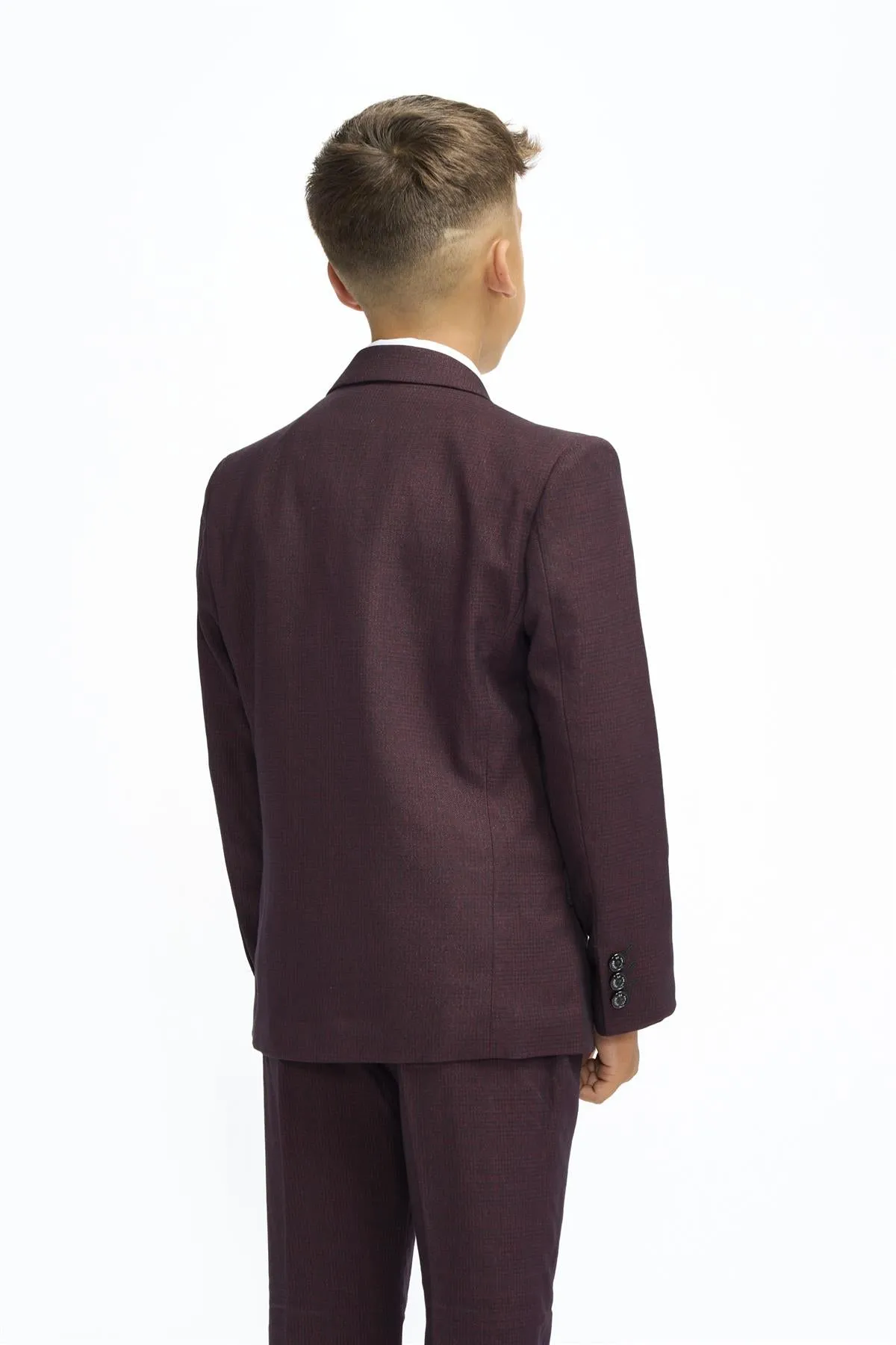 Boys Caridi Wine Three Piece Suit