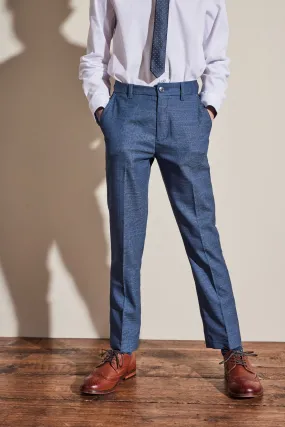 Bright Blue Check Skinny Fit Trousers