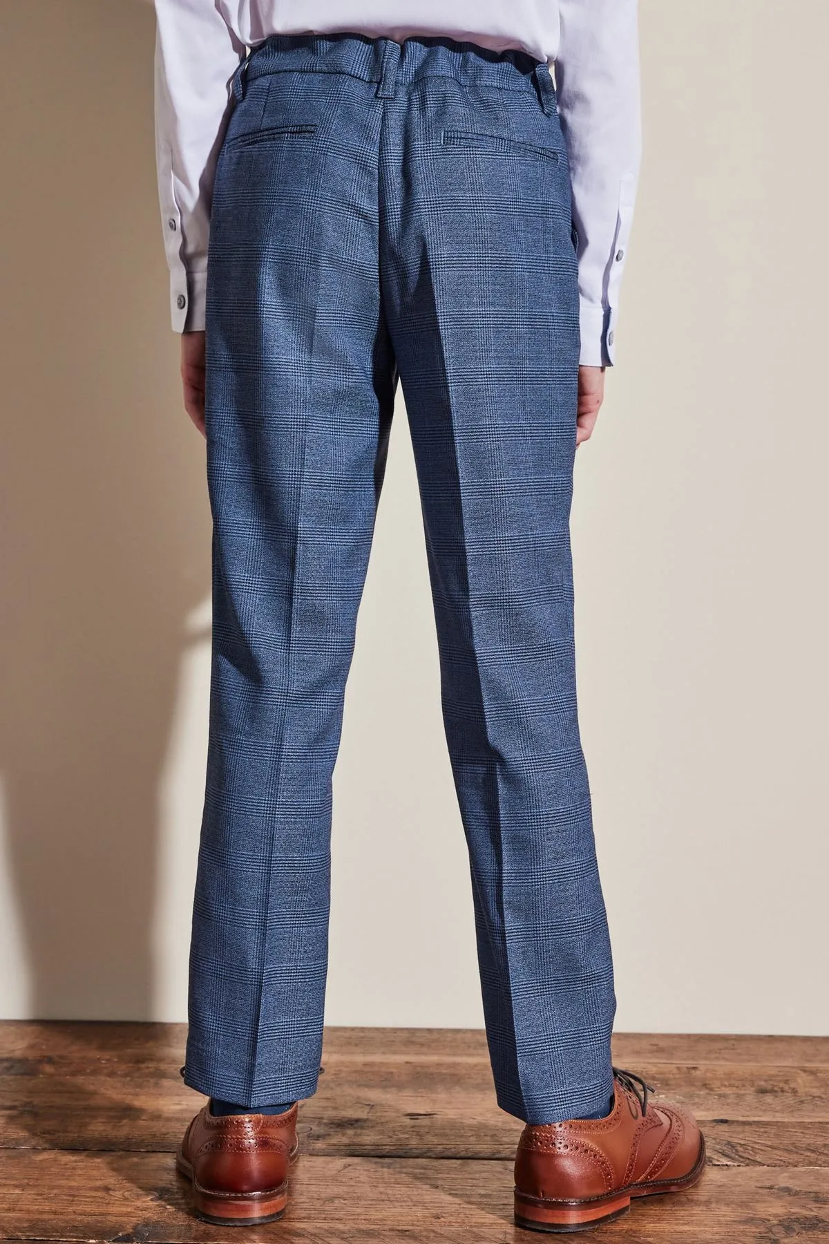 Bright Blue Check Skinny Fit Trousers