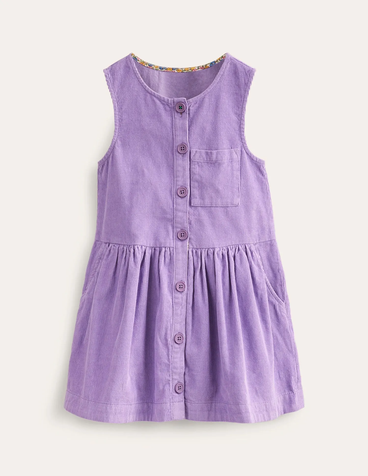 Button Pinafore Dress-Aster Purple