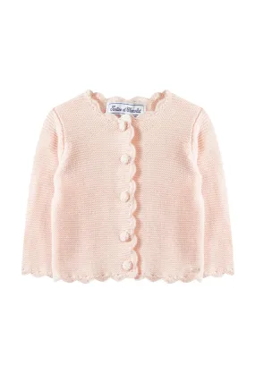 Cardigan - Pale pink cotton knit