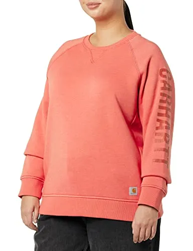 Carhartt 104410 Women's Relaxed Fit Midweight Crewneck Block Logo Sleeve Graphic Sweatshirt