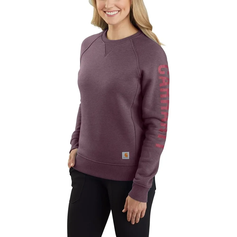 Carhartt 104410 Women's Relaxed Fit Midweight Crewneck Block Logo Sleeve Graphic Sweatshirt