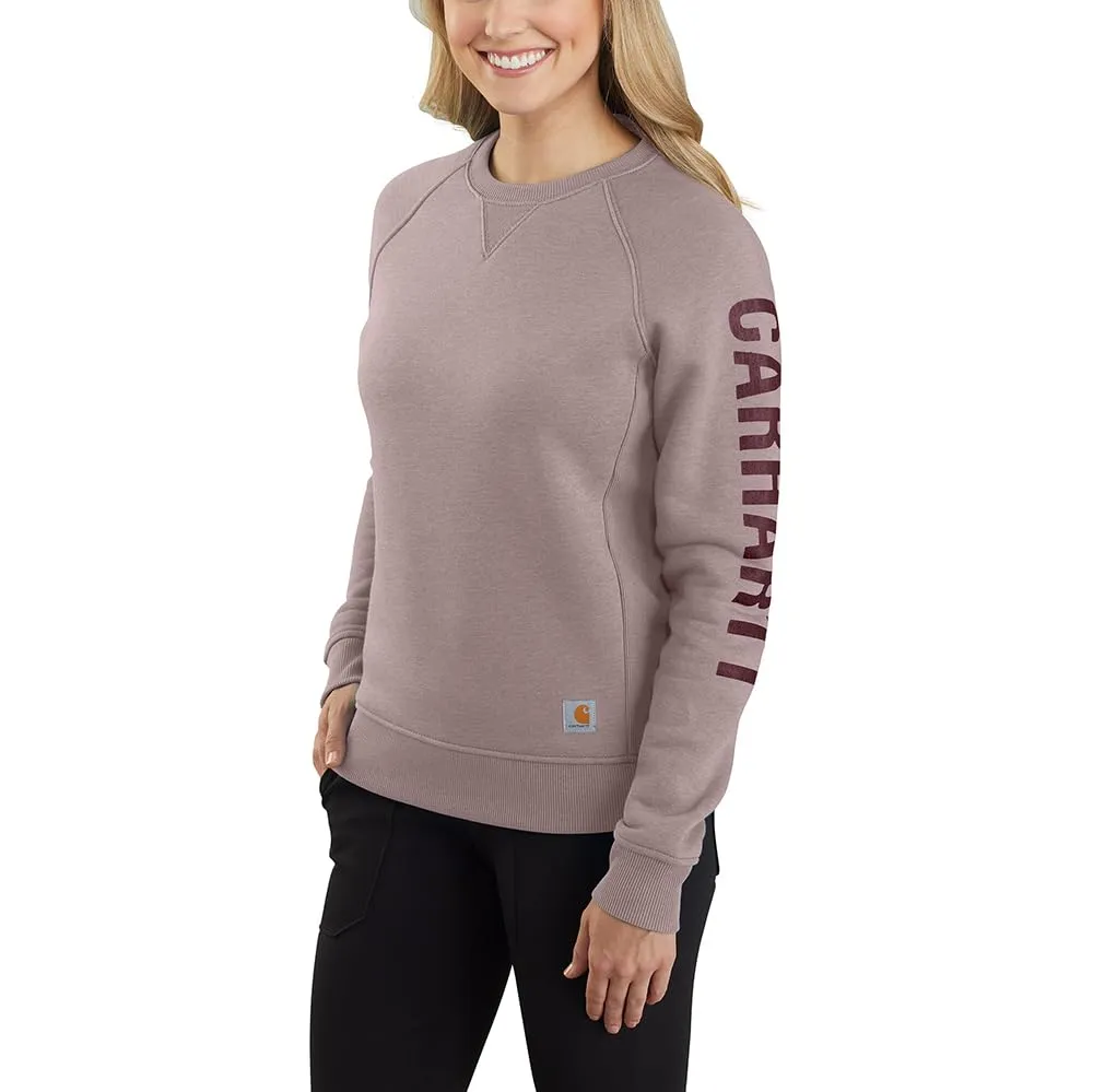 Carhartt 104410 Women's Relaxed Fit Midweight Crewneck Block Logo Sleeve Graphic Sweatshirt