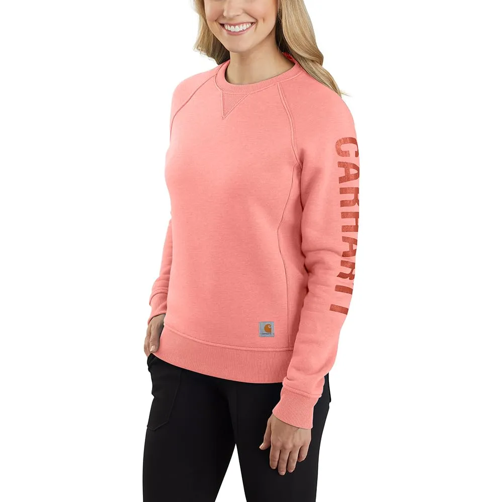 Carhartt 104410 Women's Relaxed Fit Midweight Crewneck Block Logo Sleeve Graphic Sweatshirt