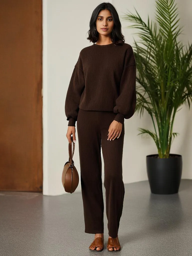 Chocolate Brown Jumper Co-Ord Set