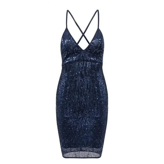 Christmas Sexy Backless Sequin Winter Elastic Dress