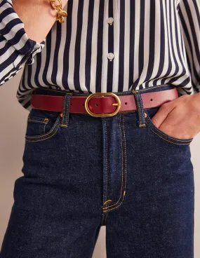 Classic Leather Belt-Dark Red