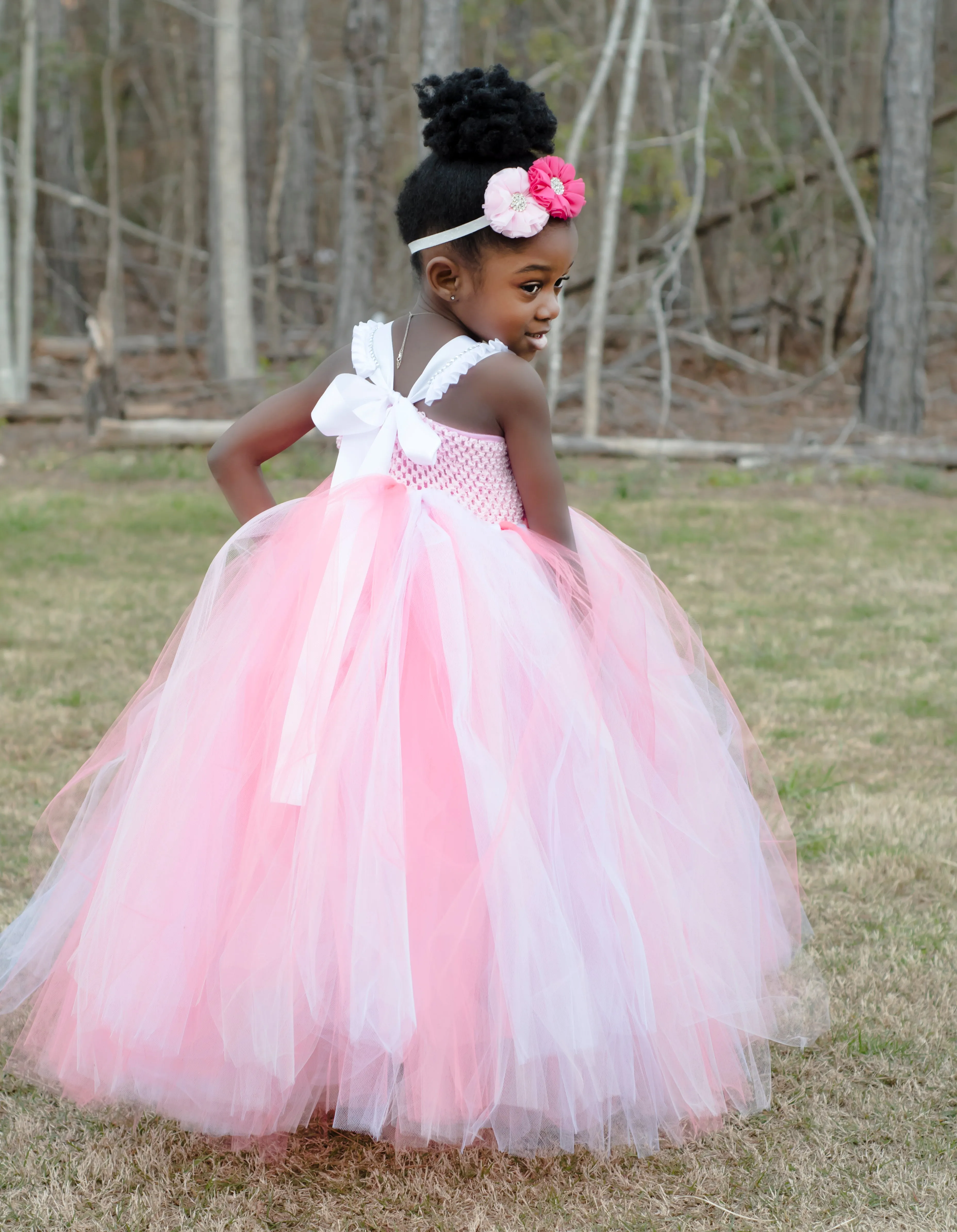 Coral Summer Wedding Flower Girl Tutu Dress