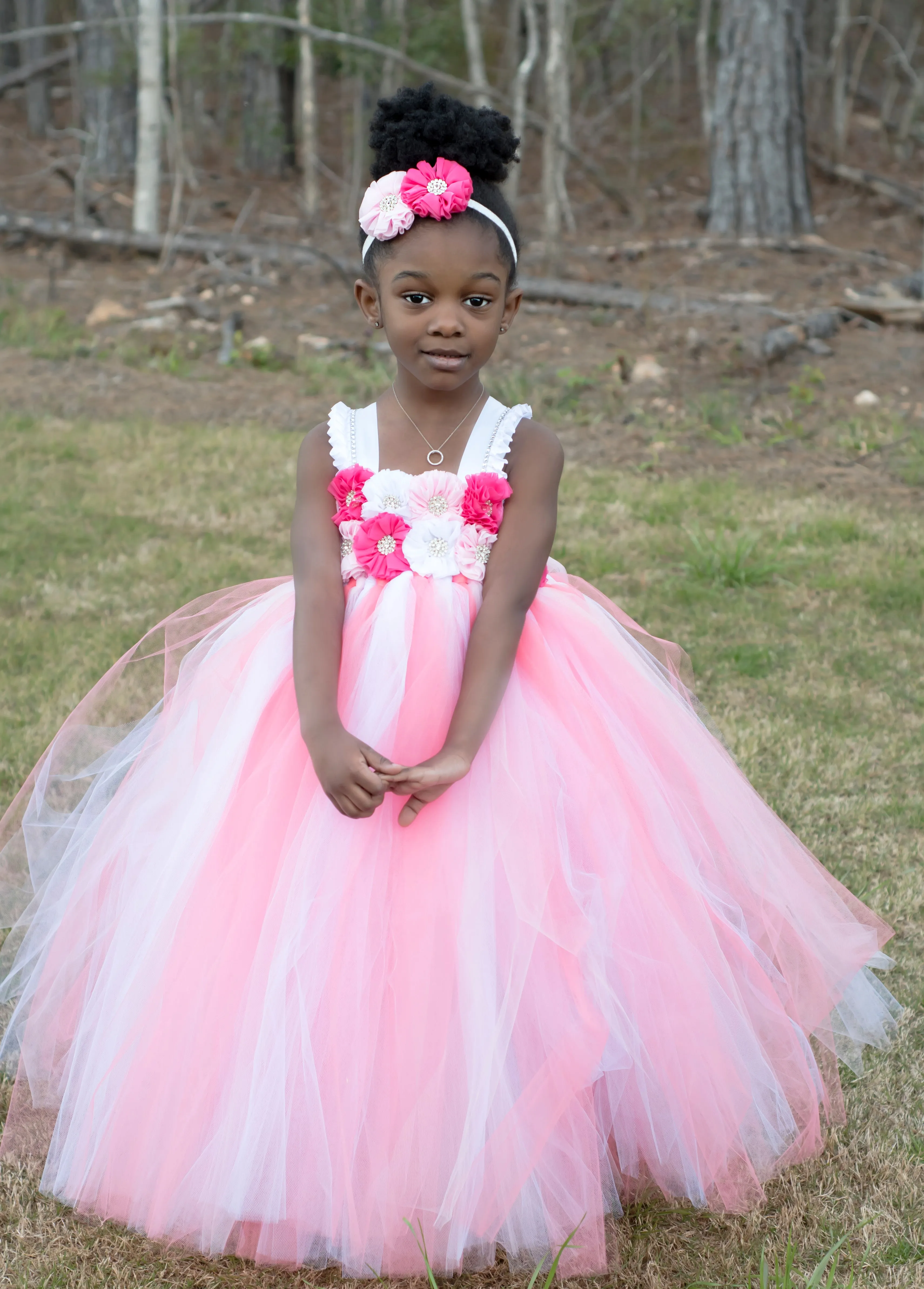 Coral Summer Wedding Flower Girl Tutu Dress