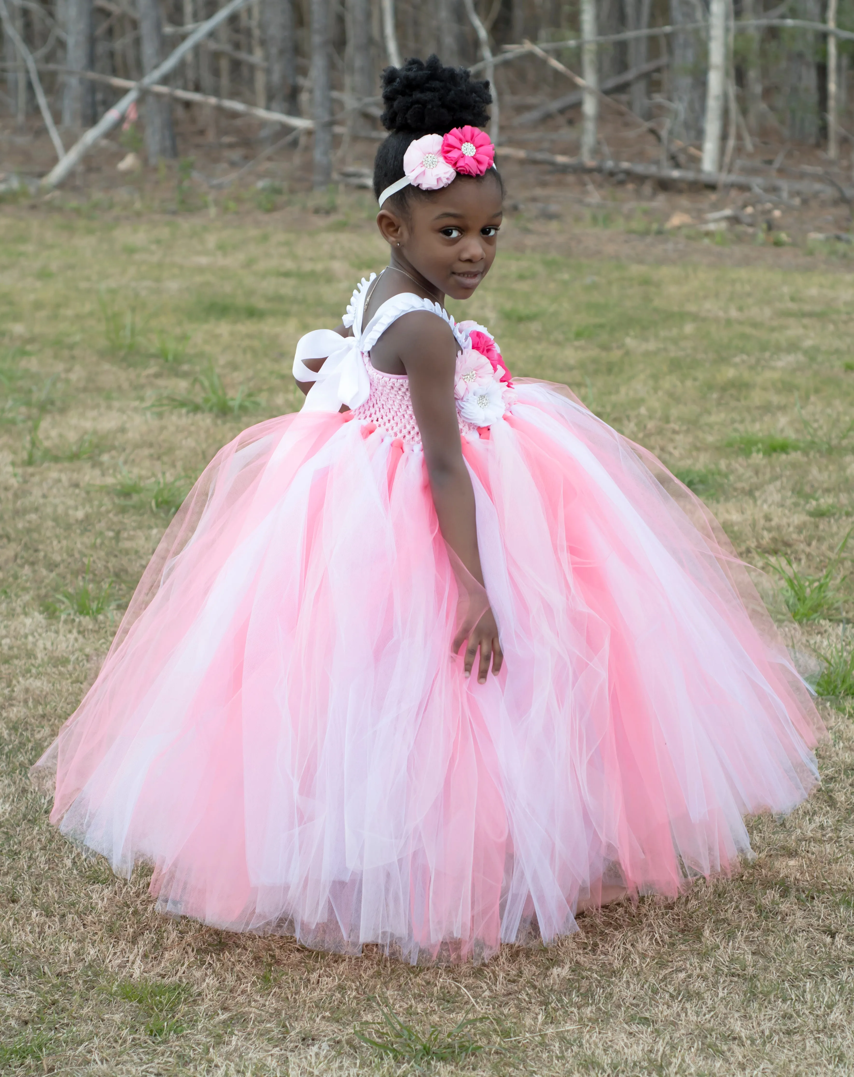 Coral Summer Wedding Flower Girl Tutu Dress