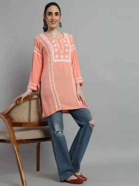 Cotton Rayon Short Peach Kurti for Women's