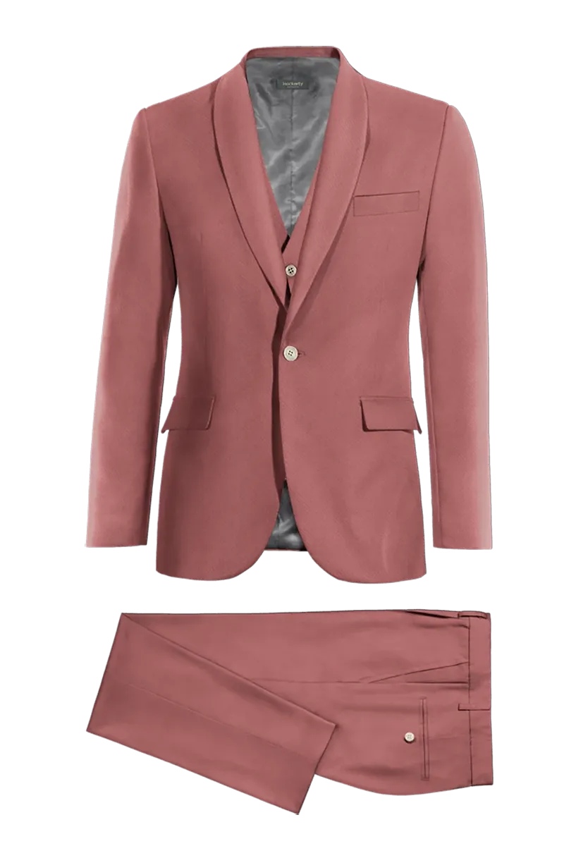 Dark Pink Slim fit 3 piece 1-Button Suit