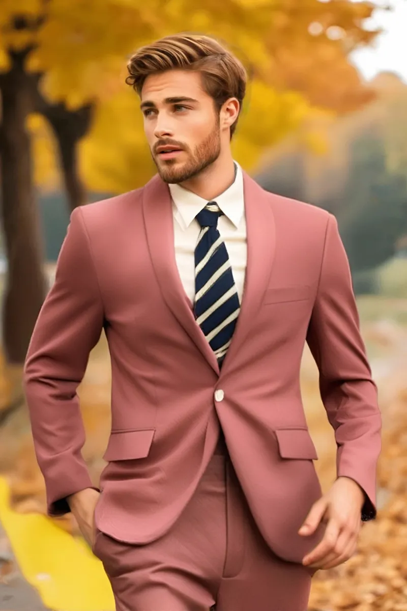 Dark Pink Slim fit 3 piece 1-Button Suit