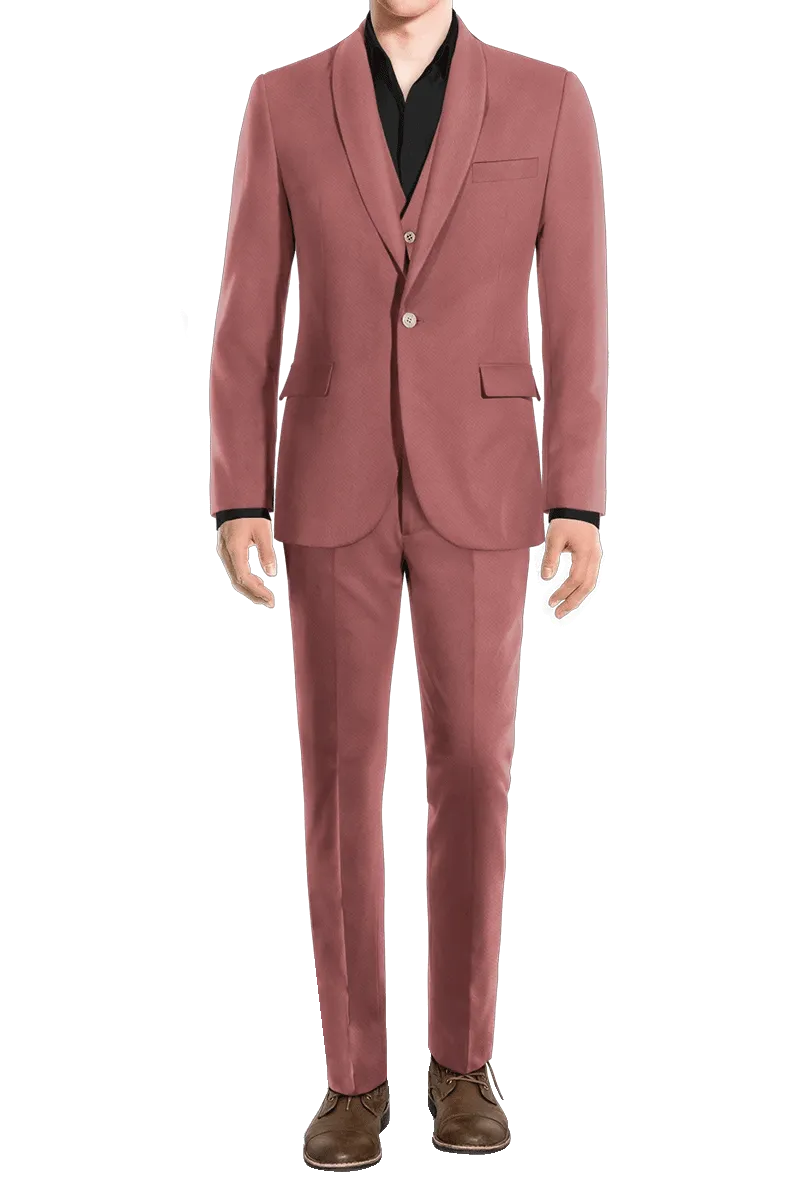 Dark Pink Slim fit 3 piece 1-Button Suit