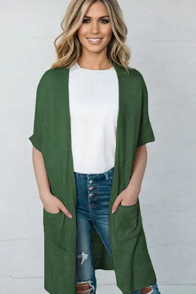 Dolman Sleeve Cardigan - Green