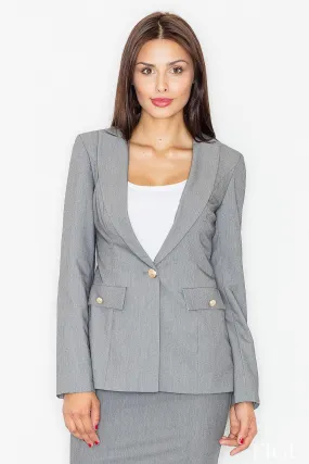 Elegant Grey Button-Up Utility Jacket - Effortless Style