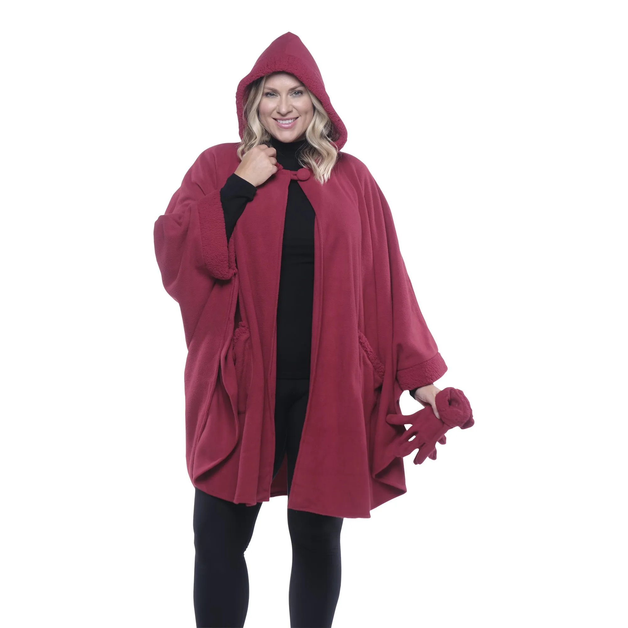 Emily Sherpa Trimmed Cozy Coat and Glove Set