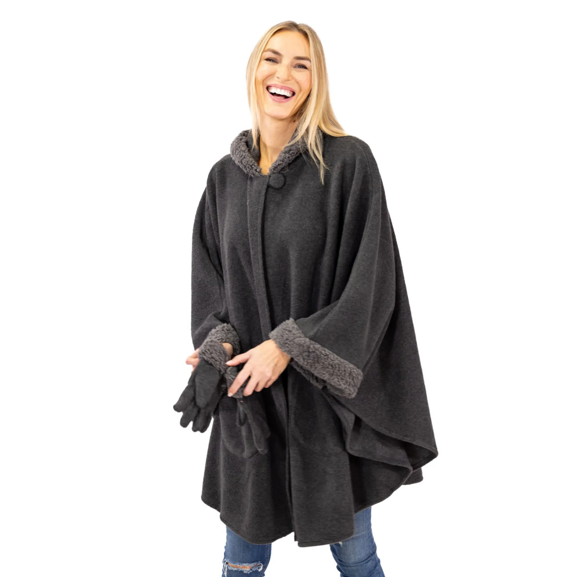 Emily Sherpa Trimmed Cozy Coat and Glove Set