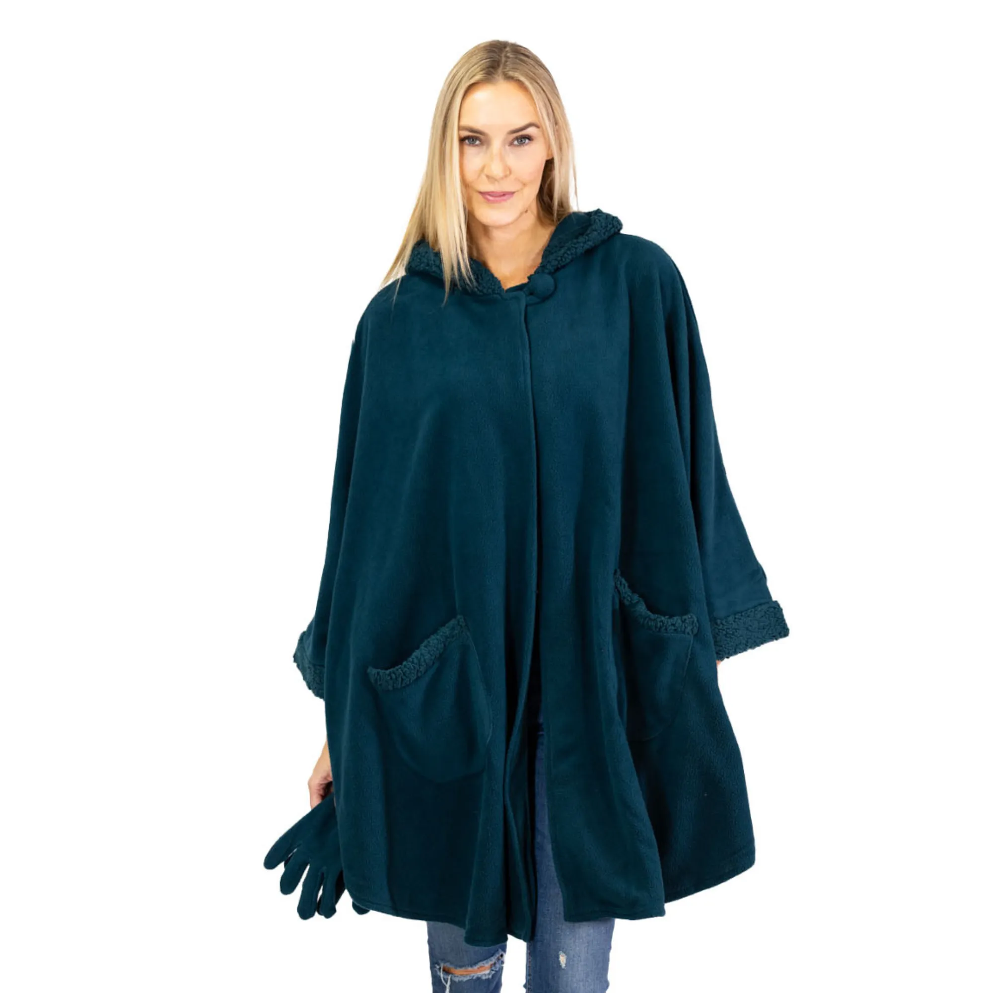 Emily Sherpa Trimmed Cozy Coat and Glove Set