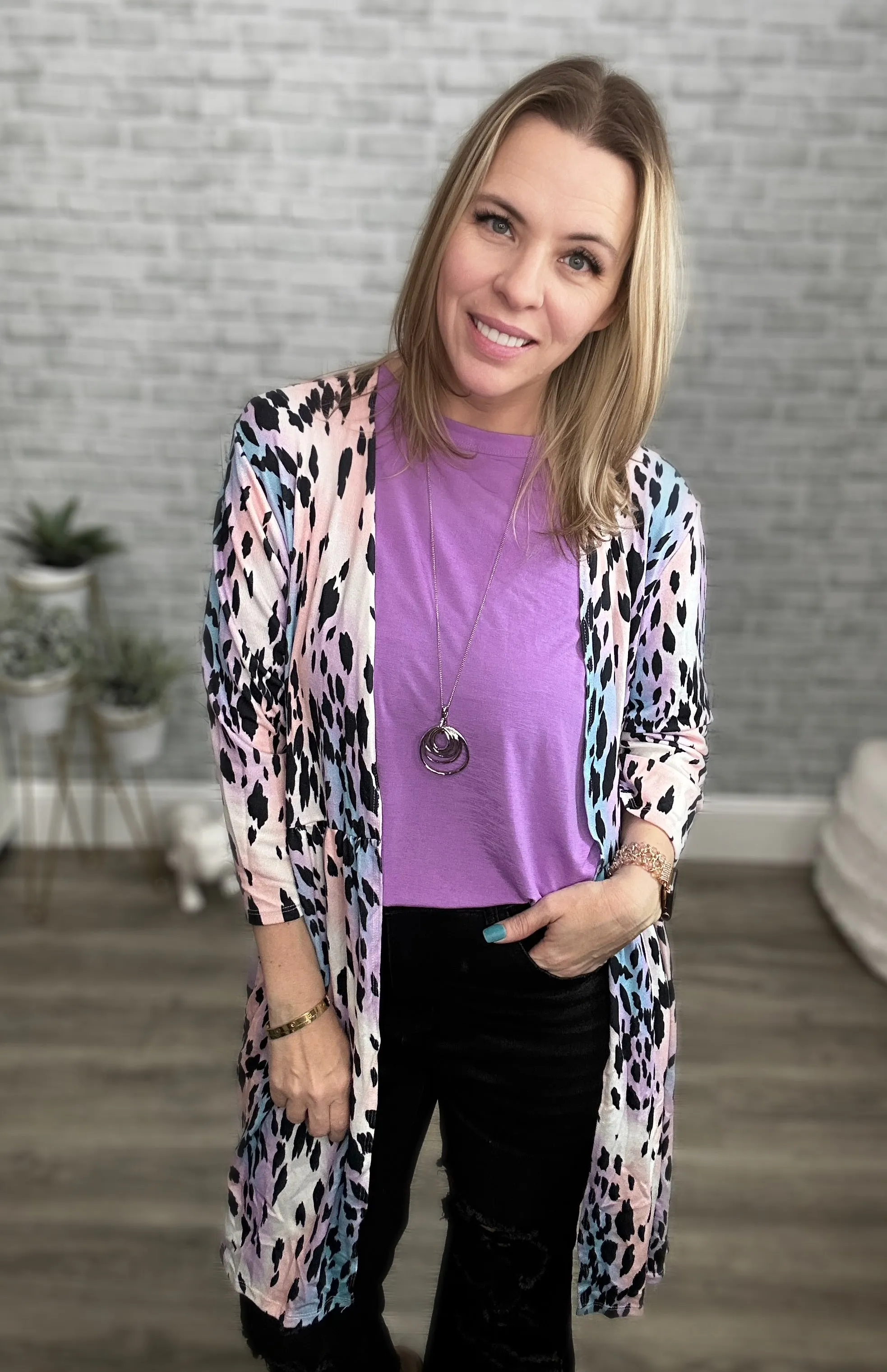 Fun Colored Leopard Print Soft Cardigan