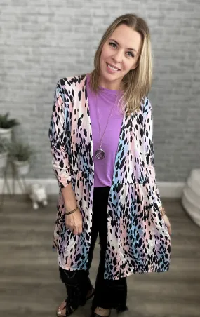 Fun Colored Leopard Print Soft Cardigan