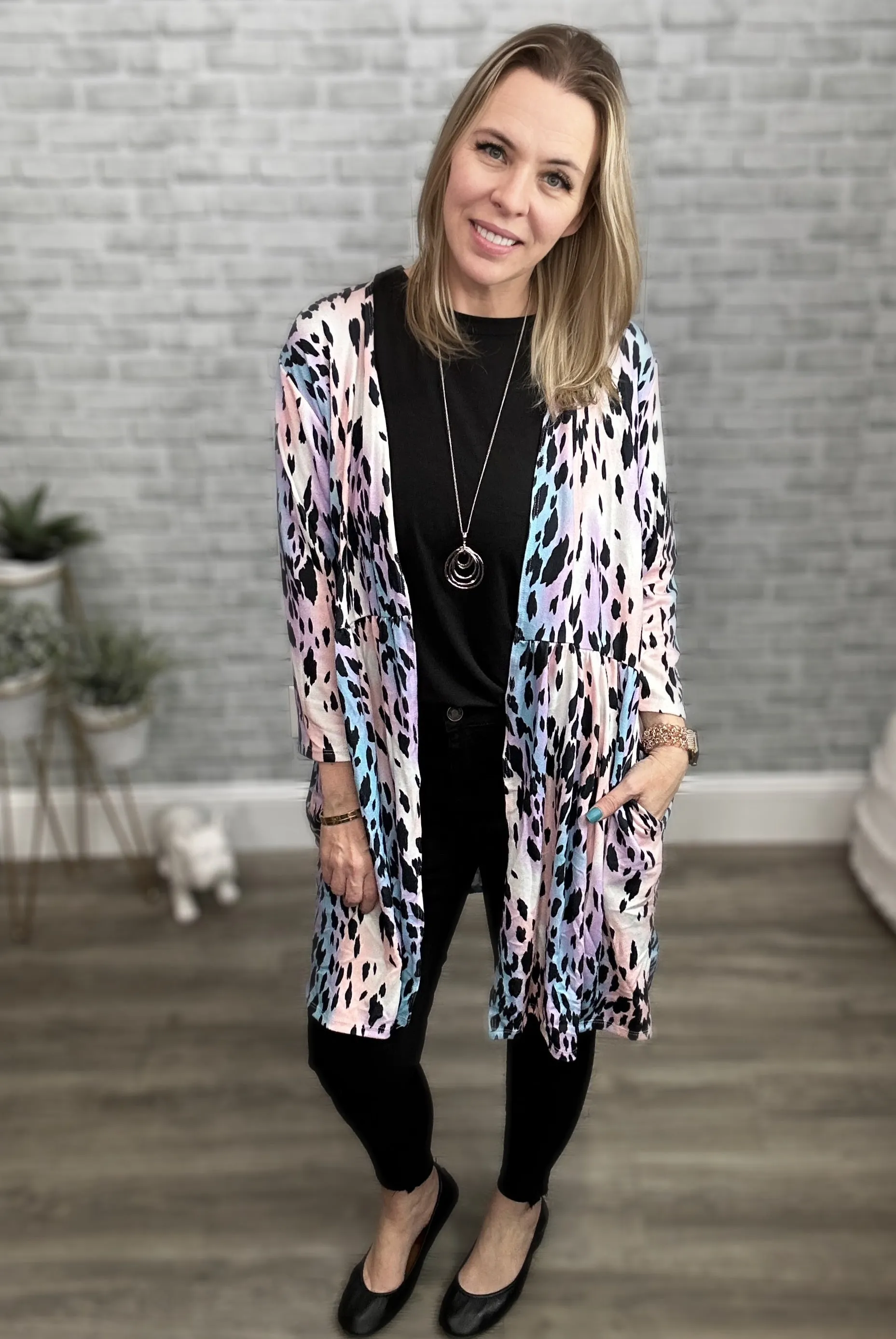 Fun Colored Leopard Print Soft Cardigan