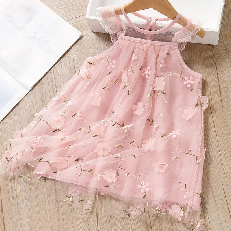 Girls Floral Dresses New Summer Kids Flowers Elegant Costumes Baby Sweet Outfits Party Suits Toddler