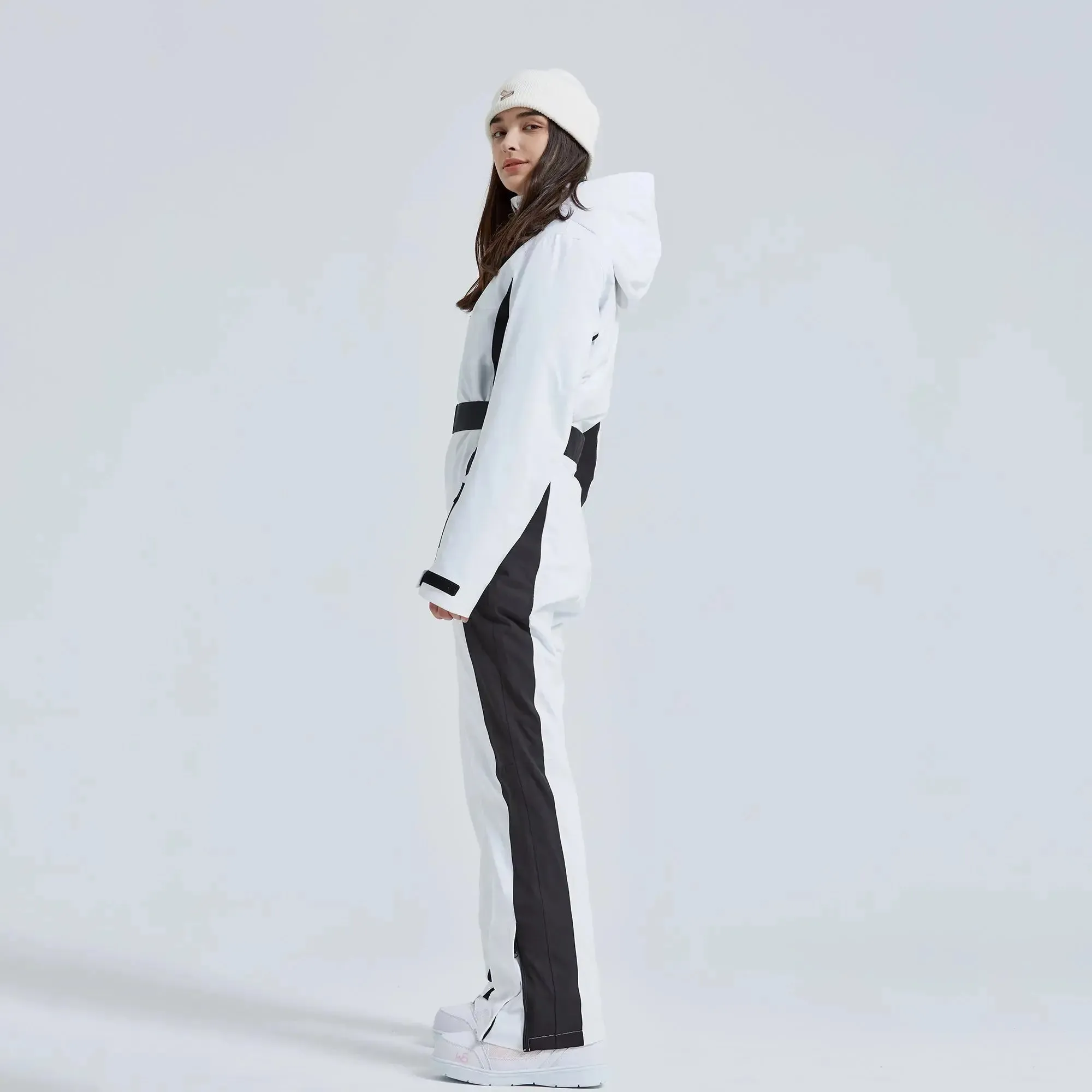 Hotian Women High Neck Hooded One Piece Ski Suits